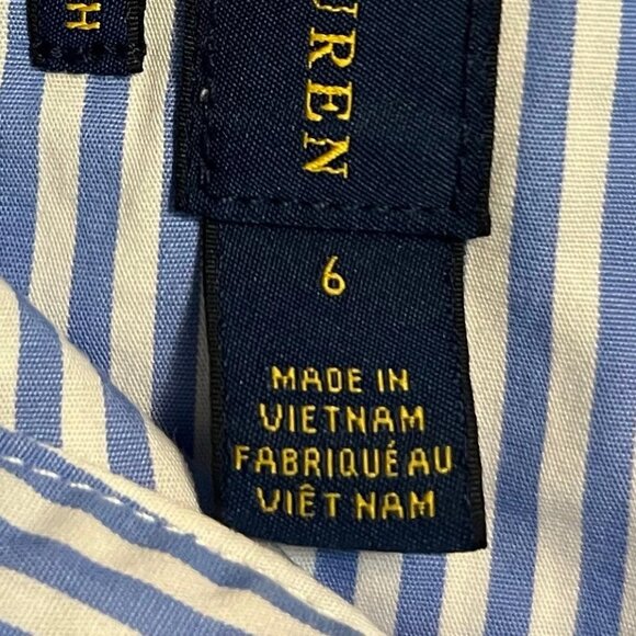 Polo Ralph Lauren Boys Blue White Striped Button Down Shirt Size 6 Classic - Picture 6 of 10